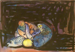 Gerhard Fleischhut - Gestrandet: Fisch mit Zitrone, Aquarell, 1965